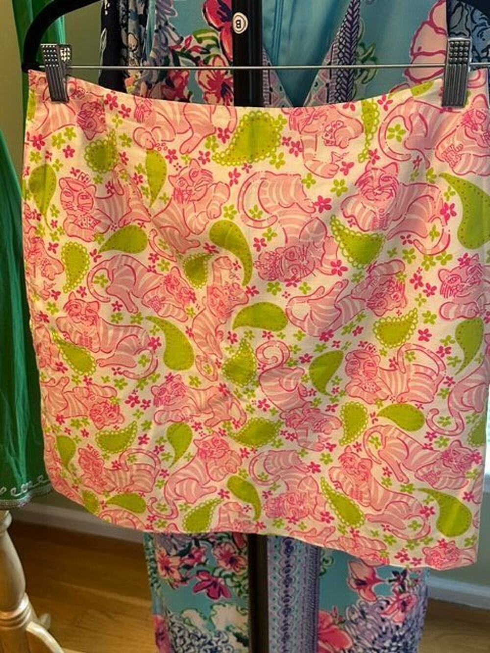 Lilly Pulitzer Vintage Black Jack Poker Tiger Martini Cat Rare Skirt EUC 10
